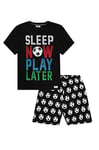 The PyjamaFactory Sleep now Play Later Football Short Cotton Pyjamas (9-10 Years) Black