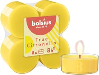 Bolsius True Citronella - Maxi Scented Tea Lights - Citronella - Pack of 8 - Long Burning Time of 8 Hours - Outdoor Candles - Natural Plant Wax - with Natural Extracts - Without Palm Oil