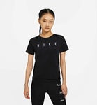 Nike NK Run DVN Miler Top SS Femme, Noir (Black/Reflective Silv)_M