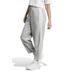 adidas Femme Essentials 3-Stripes Open Hem Fleece Pants, Medium Grey Heather/White, M