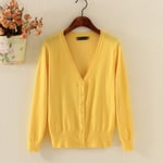 HKVML Women's Cardigan Knitted Sweater Long Sleeve Crochet Female Cardigan With Buttons Short Sweater Women Cardigans,yellow,XXXL