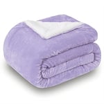 SOCHOW Sherpa Plaid Couverture Polaire Lilas 220 x 240 cm, Couverture Double Face Super Douce Luxurieuse Couverture en Peluche