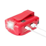 QUPERR Adaptateur de Batterie USB pour Le système de Batterie Einhel_l_Power X-Change 18V avec Port DC 12V & Double Ports USB & Lampe de Travail LED & Clip Ceinture (Batterie Non Incluse)