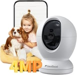 4Mp Caméra Surveillance Wifi 5Ghz & 2,4Ghz, 360° Caméras De Surveillance Babyphone Caméra Avec Détection Humaine/Mouvement/Son, Suivi Intelligent, Vision Nocturne, Audio Bidirectionnel