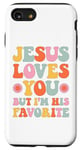 Coque pour iPhone SE (2020) / 7 / 8 Retro Groovy Jesus t'aime mais je suis son chrétien préféré