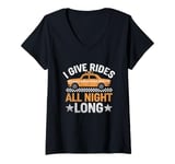 Womens I Give Rides All Night Long Cab Taxi Driver V-Neck T-Shirt