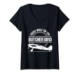 Womens Focke Wulf FW 190 Butcherbird Warbird Fighter Aircraft Shirt V-Neck T-Shirt