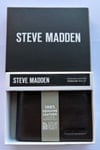 STEVE MADDEN MENS BLACK LEATHER BIFOLD PASSCASE WALLET IN GIFT BOX RFID