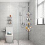 Étagère Douche Telescopique, Etagere Salle De Bain D'Angle Sans Perçage Pour Métal Avec 4 Paniers De Rangement Douche, Réglable En Hauteur 85-325Cm, Noir[ACC091596]