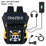 One Piece Périphérique Étudiant Sac À Dos One Piece USB Charge Impression Casual Ordinateur Sac Voyage Sac Seau Sac One Piece-JJ6636