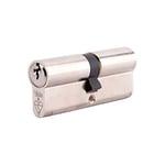 Yale KM3535-NP Euro Double 1 Star Kitemarked Cylinder, 3 Keys Supplied, High Security, Boxed, Suitable for All Door Types, Nickel Finish, 35:10:35 (80 mm)