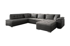 VILLOSA U-Bäddsoffa 350x205x76 cm Divan Höger - Grå Bäddsoffor