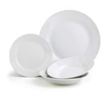 12-Piece White Porcelain Dinner Set, Modern Design, Dishwasher & Microwave Safe