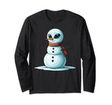 Funny Alien Snowman Scarf Christmas Womens Mens Kids Long Sleeve T-Shirt