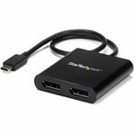 StarTech.com Adaptateur USB-C vers Double DisplayPort 1.2, Hub USB-C Multi-Moniteur MST, Double écran 4K 30Hz/1080p 60Hz DP Extender/Splitter pour Ordinateur Portable, Câble Intégré (MSTCDP122DP)