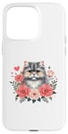 Coque pour iPhone 15 Pro Max Roses Flowers British Longhair Cat Highland Straight