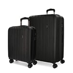 Movom Wood Set de Bagages Noir 55/70 cms Rigide ABS Serrure TSA 119L 4 roues doubles Bagage à main