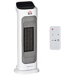 HOMCOM Chauffage soufflant oscillant minuterie 2000 W - radiateur céramique PTC - 3 niveaux de puissance - chauffage d'appoint avec télécommande blanc noir