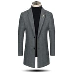 Mens Winter Coat Slim Fit Padded Wool Trench Coats Long Thick Elegant Jacket Overcoat