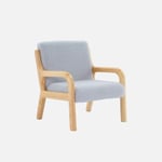 Fauteuil scandinave enfant en bois et tissu bouclette gris souris