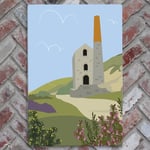 Wheal Coates St Agnes Tile Plaque Sign Nautical Wall Art By Kate Pearson 30x20cm