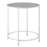 VASAGLE Table d’Appoint Ronde, Dessus en Verre Trempé, Cadre en Métal, Bout de Canapé, Table Console, Table de Chevet, pour Salon, Balcon, Blanc Perle et Gris Ardoise LGT020W01