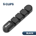 Enrouleur de câble USB en silicone,gestion des câbles de bureau,pinces,support de fil,souris,sauna,téléphone - Type 5 Clips Black 1pcs