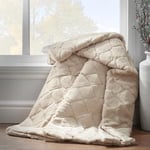 Catherine Lansfield Cosy Diamond Couverture en Fausse Fourrure Naturel 130 x 170 cm