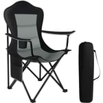 WOLTU Chaise de Camping Pliable et Portable, Chaise de Pêche, Chaise Plage Légère, Chaise de Jardin Exterieur, Noir+Gris Foncé