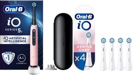 Oral-B - iO5s Blush Pink Electric Toothbrush & iO Gentle Care Replacement Heads 4ct (Bundle)