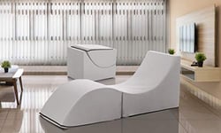 Talamo Italia Andreina Pouf Clever, transformable en chaise longue, similicuir, 50 x 70 x 50 cm, fabriqué en Italie, blanc, Simili cuir, Seul