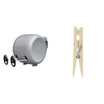 Minky Retractable Reel Washing Line, 30m of drying space & Elliott 36 Wooden Hardwood Clothes Pegs