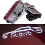 2 st Välkommen Logotyp Laser Billamp Projektorlampa Led Artighetslampa för Skoda Superb 2009-2018 Mk2 Mk3 Superb Tillbehör-Xin B