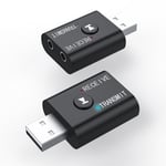 BT5.0 Bluetooth-adapter Trådlös ljudmottagare och sändare Dubbel funktion Bluetooth 5.0 USB-dongel för högtalare headset bil