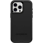 OtterBox iPhone 15 Pro MAX (Only) Defender Series Case - BLACK, screenless, rugged & durable, with port protection, includes holster clip kickstand