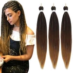 Braiding Hair Pre Stretched - 26 Inch Pre Stretched Braiding Hair Soft Yaki Texture 3 Packs Crochet Hair Extensions Braids for Black Women (26 Inch(3Packs), 1B/30/27-Tinsel)