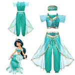 Disney Kids Snödrottning Elsa Anna Cosplay Prinsessklänning Kostym Frozen Flickor Halloween Jul Karneval Fest Förklädnad Outfit 1pc Jasmine Dress 5T(Tag 120)