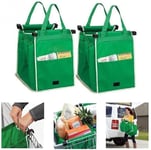 2 x Strong Reusable Supermarket Shopping Trolley Bags Grocery Grab Bags Foldable