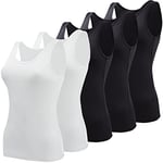 BQTQ 5 Pcs Tank Tops for Women Undershirt Sleeveless Vest Tops for Women and Girls (Black, White, XL)