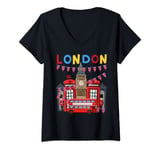 Womens London Souvenirs Idea For Kids & English British Memorabilia V-Neck T-Shirt