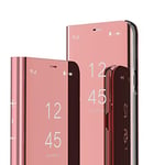 QIWEIQING Coque Compatible avec Samsung Galaxy S8 Plus, Miroir Smart View Makeup Etui Stand Protecteur Housse Coque Etui à Rabat Coque pour Galaxy S8 Plus Flip Mirror Rose Gold QH