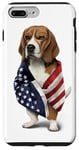 Coque pour iPhone 7 Plus/8 Plus Beagle Dog Patriot Wrap dans le drapeau des USA American Spirit