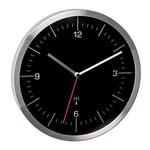 TFA Dostmann Horloge Murale Radio-pilotée, 60.3544.01, sans de tic-tac, Horloge Murale de Cuisine, analogique, en Verre Acier Inoxydable Noir-Argent, Amazon Exclusive