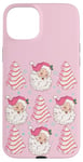 iPhone 15 Plus Cute Pink Christmas Tree Cakes & Santa Claus Winter Holiday Case