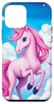 iPhone 12 mini Pink Unicorn with Clouds and a Bright Rainbow Case