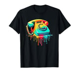 Dripping Paint Art Vintage Telephone Landline Dial T-Shirt