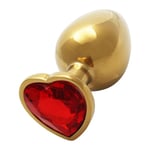 Ouch!: Heart Gem Metal Butt Plug, medium Guld, Röd