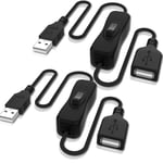 ANDTOBO Câble USB avec interrupteur marche/arrêt, câble USB amélioré avec interrupteur marche/arrêt pour enregistreur de conduite, bande LED, système iOS, etc. -2 pièces