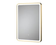 nuie LQ702 Mirrors Modern Bathroom Wall Hung Framed Touch Sensor LED Mirror with Demister, 700mm x 500mm, Brushed Brass