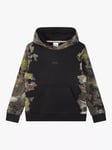 BOSS Kids' Camouflage Logo Hoodie, Black/Multi